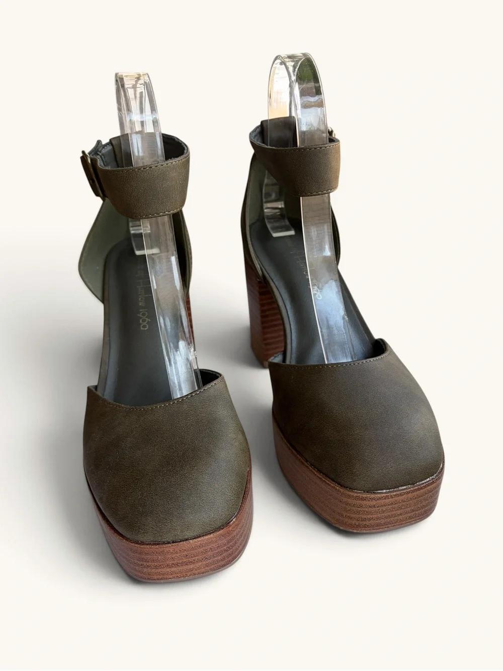 House of Harlow 1960 Olive Ankle-Strap Platform Heels